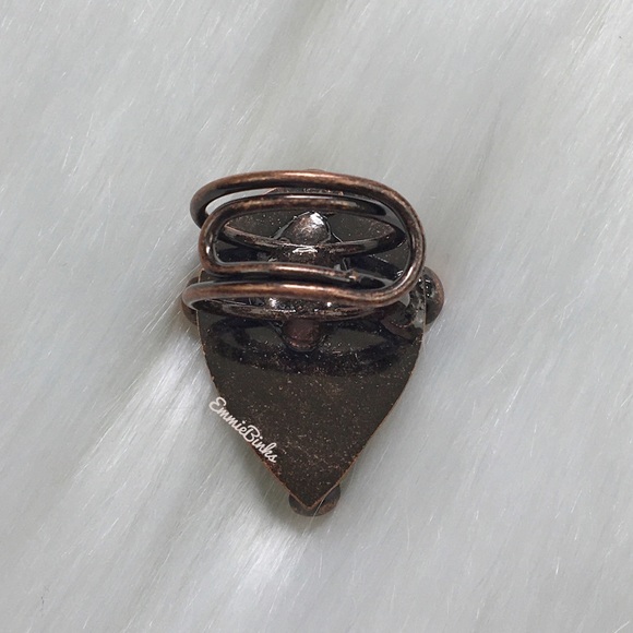 New Genuine Rose Quartz & Copper Cross Statement Ring - Picture 7 of 16